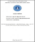 Giáo trình Quản trị sản xuất (Nghề: Quản trị kinh doanh - Cao đẳng): Phần 1 - Trường CĐ Cộng đồng Đồng Tháp