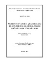 Luận văn Thạc sĩ Văn hóa học: Nghiên cứu văn hóa quan họ làng Bồ Sơn, phường Võ Cường, thành phố Bắc Ninh, tỉnh Bắc Ninh