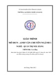 Giáo trình Anh văn chuyên ngành 1 (Nghề: Quản trị nhà hàng - Trình độ Cao đẳng) - Trường Cao đẳng Nghề An Giang