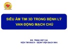 Bài giảng Siêu âm tim 3D trong bệnh lý van động mạch chủ - BS. Trịnh Việt Hà