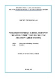 Summary of doctoral thesis: Assessment of high school students' creative competence in creating argumentative writing