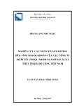 Luận văn Thạc sĩ Kế toán: Nghiên cứu các nhân tố ảnh hưởng đến tính thanh khoản của các công ty niêm yết thuộc nhóm ngành sản xuất thực phẩm, đồ uống Việt Nam