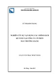 Luận văn Thạc sĩ Kế toán: Nghiên cứu sự vận dụng các chính sách kế toán tại Công ty cổ phần May Trường Giang