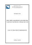 Luận văn Thạc sĩ Kế toán: Phát triển loại hình du lịch sinh thái tại huyện Nam Trà My, tỉnh Quảng Nam