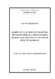 Luận văn Thạc sĩ Quản trị kinh doanh: Nghiên cứu các nhân tố ảnh hưởng đến quyết định lựa chọn sản phẩm tour du lịch sinh thái của du khách quốc tế tại Hội An