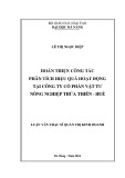 Luận văn Thạc sĩ Quản trị kinh doanh: Hoàn thiện công tác phân tích hiệu quả hoạt động tại Công ty cổ phần Vật tư Nông nghiệp Thừa Thiên Huế