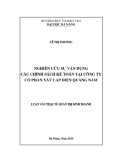 Luận văn Thạc sĩ Quản trị kinh doanh: Nghiên cứu sự vận dụng các chính sách kế toán tại Công ty cổ phần Xây lắp điện Quảng Nam