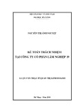 Luận văn Thạc sĩ Quản trị kinh doanh: Kế toán trách nhiệm tại Công ty cổ phần Lâm nghiệp 19