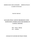 Summary of Economic doctorate thesis: Managing public assets in higher education institutions controlled by the Ministry of National Defense