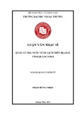 Luận văn Thạc sĩ Quản lý kinh tế: Quản lý nhà nước về du lịch trên địa bàn tỉnh Quảng Ninh