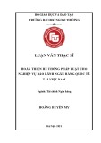 Luận văn Thạc sĩ Tài chính Ngân hàng: Hoàn thiện hệ thống pháp luật cho nghiệp vụ bảo lãnh ngân hàng quốc tế tại Việt Nam