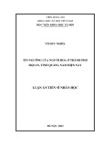 Luận án Tiến sĩ Nhân học: Tín ngưỡng của người Hoa ở thành phố Hội An, tỉnh Quảng Nam hiện nay