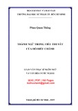 Luận văn Thạc sĩ Ngôn ngữ và Văn hóa nước ngoài: Thành ngữ trong tiểu thuyết của Hồ Biểu Chánh