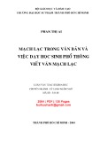 Luận văn Thạc sĩ Khoa học: Mạch lạc trong văn bản và việc dạy học sinh phổ thông viết văn mạch lạc