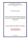 Luận văn Thạc sĩ Tài chính ngân hàng: Nâng cao hiệu quả hoạt động kinh doanh tại Công ty cho thuê tài chính TNHH BIDV - SuMi TRUST