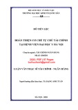 Luận văn thạc sĩ Tài chính ngân hàng: Hoàn thiện cơ chế tự chủ tài chính tại Bệnh viện Đại học Y Hà Nội