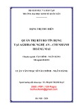 Luận văn Thạc sĩ Tài chính ngân hàng: Quản trị rủi ro tín dụng tại Agribank Nghệ An - Chi nhánh Hoàng Mai