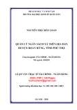 Luận văn Thạc sĩ Tài chính ngân hàng: Quản lý ngân sách xã trên địa bàn huyện Đoan Hùng tỉnh Phú Thọ