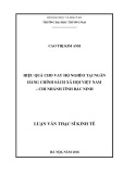 Luận văn Thạc sĩ Kinh tế: Hiệu quả cho vay hộ nghèo tại Ngân hàng Chính sách xã hội Việt Nam – Chi nhánh tỉnh Bắc Ninh