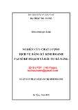 Luận văn Thạc sĩ Kinh tế: Nghiên cứu chất lượng dịch vụ đăng ký kinh doanh tại Sở Kế hoạch và Đầu tư Đà Nẵng