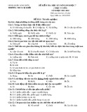 Đề thi học kì 1 môn Sinh học lớp 7 năm 2021-2022 có đáp án - Trường THCS Cự Khối