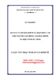 Luận văn Thạc sĩ Quản trị kinh doanh: Quản lý chi bảo hiểm xã hội một lần cho người lao động tại Bảo hiểm xã hội tỉnh Thái Bình