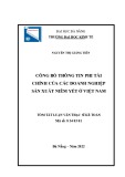 Tóm tắt luận văn Thạc sĩ: Công bố thông tin phi tài chính của các doanh nghiệp sản xuất niêm yết ở Việt Nam