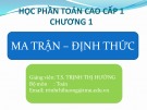 Bài giảng Toán cao cấp 1: Chương 1 - TS. Trịnh Thị Hường