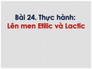 Bài giảng Sinh học lớp 10 bài 24. Thực hành: Lên men Etilic và Lactic