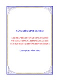 Sáng kiến kinh nghiệm THPT: Giải pháp rèn luyện kỹ năng ứng phó với căng thẳng và kiểm soát cảm xúc của học sinh tại trường THPT Quỳ Hợp 2