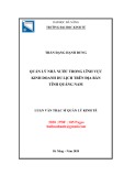 Luận văn Thạc sĩ Quản lý kinh tế: Quản lý nhà nước trong lĩnh vực kinh doanh du lịch trên địa bàn tỉnh Quảng Nam