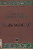 Nghiên cứu thơ văn Phan Huy Ích (Tập 3: Dụ am ngâm lục - Cúc thu bách vịnh)