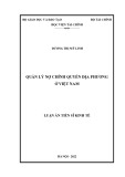 Luận án Tiến sĩ Kinh tế: Quản lý nợ chính quyền địa phương ở Việt Nam