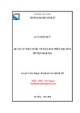 Luận văn Thạc sĩ Quản lý kinh tế: Quản lý nhà nước về đất đai trên địa bàn huyện Đắk Hà