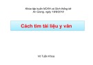 Bài giảng Cách tìm tài liệu y văn - Võ Tấn Khoa