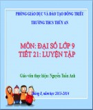 Bài giảng Đại số lớp 9 - Tiết 21: Luyện tập