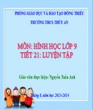 Bài giảng Hình học lớp 9 - Tiết 21: Luyện tập