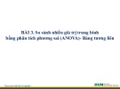 Bài giảng Thiết kế thí nghiệm (Phần thực hành) - Bài 3: So sánh nhiều giá trị trung bình bằng phân tích phương sai (ANOVA) - Bảng tương liên