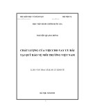 Luận văn Thạc sĩ Quản lý kinh tế: Chất lượng của việc cho vay ưu đãi tại Quỹ Bảo vệ môi trường Việt Nam