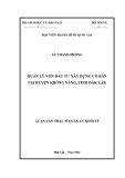 Luận văn Thạc sĩ Quản lý kinh tế: Quản lý vốn đầu tư xây dựng cơ bản tại huyện Krông Năng, tỉnh Đắk Lắk