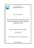 Luận văn Thạc sĩ Quản lý kinh tế: Quản lý nhà nước về chi ngân sách xã, thị trấn trên địa bàn huyện Hiệp Đức, tỉnh Quảng Nam