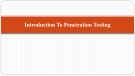 Lecture Penetration testing: Introduction to penetration testing