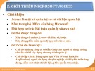 Bài giảng Tin học cơ sở 3 bài 2: Giới thiệu Microsoft Access