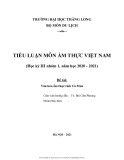 Tiểu luận Văn hóa ẩm thực Việt Nam: Văn hóa ẩm thực tỉnh Cà Mau