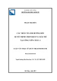 Luận văn Thạc sĩ Quản trị kinh doanh: Các nhân tố ảnh hưởng đến quyết định chọn dịch vụ giải trí tại công viên Châu Á