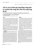 Vai trò của sự tham gia cộng đồng trong quản lý và phát triển công viên vườn hoa công cộng đô thị