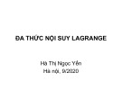 Bài giảng Phương pháp số: Chương 2 - Hà Thị Ngọc Yến