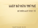 Bài giảng Luật sở hữu trí tuệ - Chương 1: Những vấn đề chung về Luật sở hữu trí tuệ