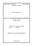 Tóm tắt Luận án Tiến sĩ Kinh tế: Quản lý nợ chính quyền địa phương ở Việt Nam