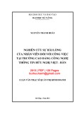 Luận văn Thạc sĩ Quản trị kinh doanh: Nghiên cứu sự hài lòng của nhân viên đối với công việc tại trường Cao đẳng Công nghệ thông tin hữu nghị Việt - Hàn